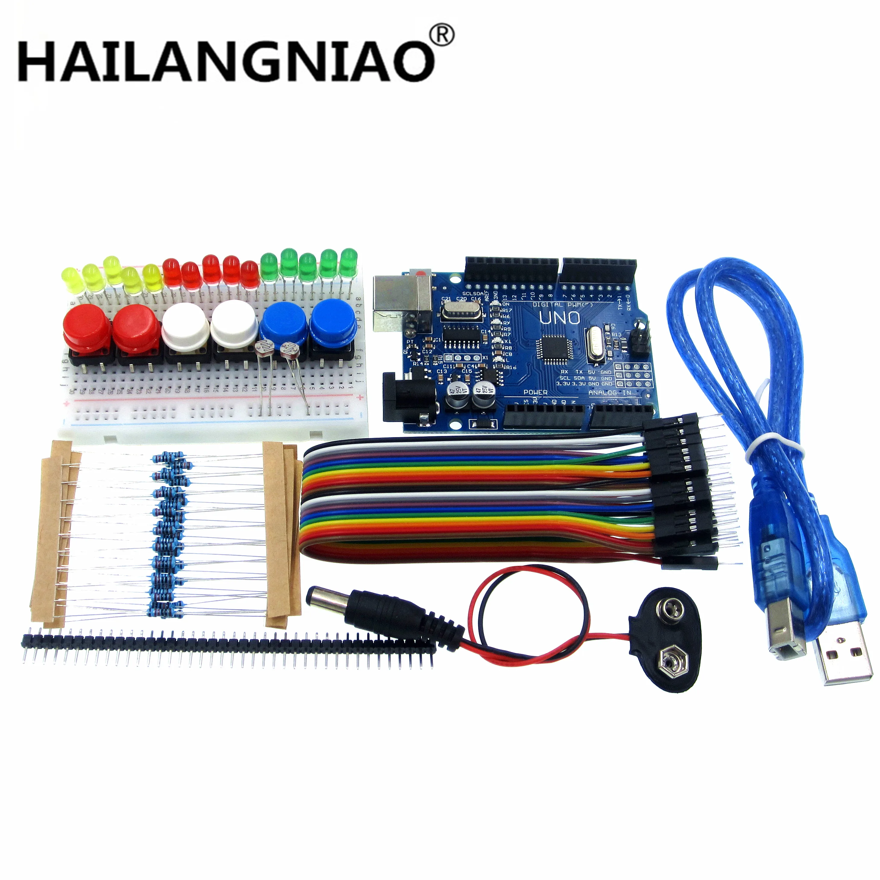 1set new Starter Kit UNO R3 mini Breadboard LED jumper wire button for Arduino compatile
1set new Starter Kit UNO R3 mini Breadboard LED jumper wire button for Arduino compatile
