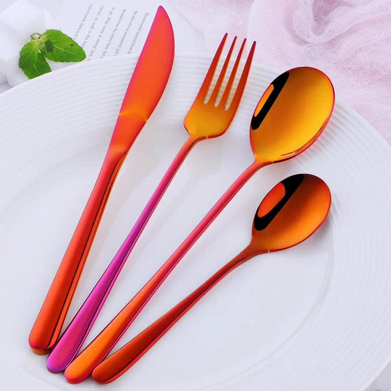 24pcs/Lot Korean Food Portable Cutlery 304 Stainless Steel Top Table Knife Spoon Fork Dinner Set Dinnerware Gold Tableware Set
24pcs/Lot Korean Food Portable Cutlery 304 Stainless Steel Top Table Knife Spoon Fork Dinner Set Dinnerware Gold Tableware Set