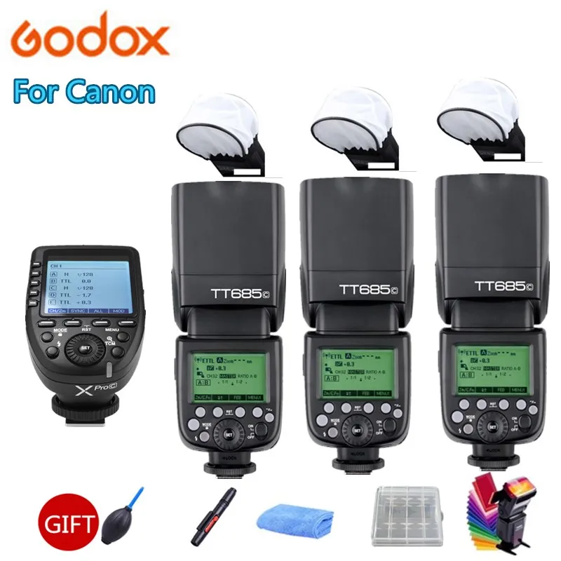 3x Godox TT685C Camera Flash 2.4G Wireless HSS 1/8000s E-TTL Speedlite + Xpro-C Transmitter Trigger for Canon DSLR Cameras
3x Godox TT685C Camera Flash 2.4G Wireless HSS 1/8000s E-TTL Speedlite + Xpro-C Transmitter Trigger for Canon DSLR Cameras