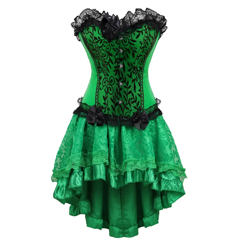 Women Burlesque Dancer Dress Sexy Bustier Corset Gothic Lace Vintage Corset Dress With Skirt Set Poison Ivy Costumes Plus Size
Women Burlesque Dancer Dress Sexy Bustier Corset Gothic Lace Vintage Corset Dress With Skirt Set Poison Ivy Costumes Plus Size
