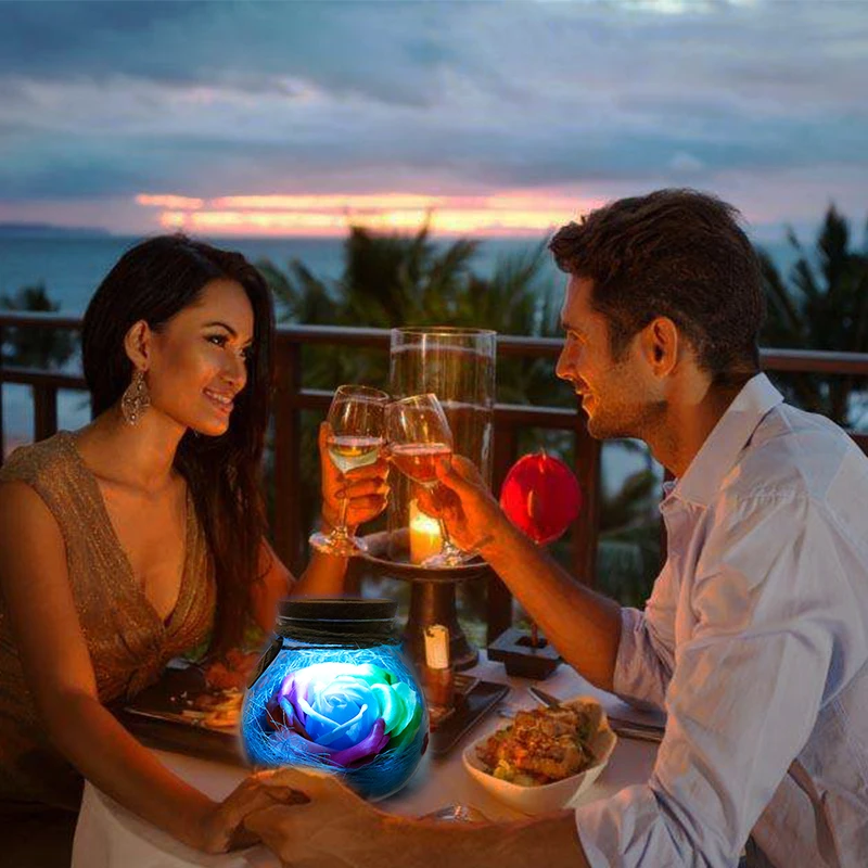 Светодио дный романтическая лампочка RGB 13 видов цветов Изменение розы бутылка