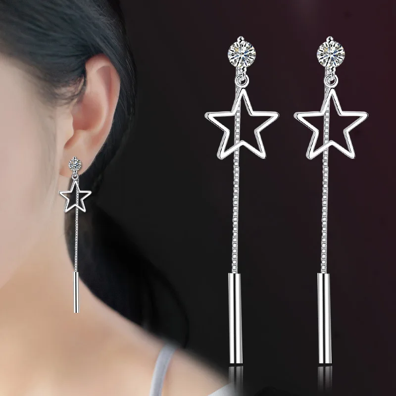 925 sterling silver fashion lucky star shiny crystal ladies long stud earrings jewelry female gift cheap drop shipping
925 sterling silver fashion lucky star shiny crystal ladies long stud earrings jewelry female gift cheap drop shipping
