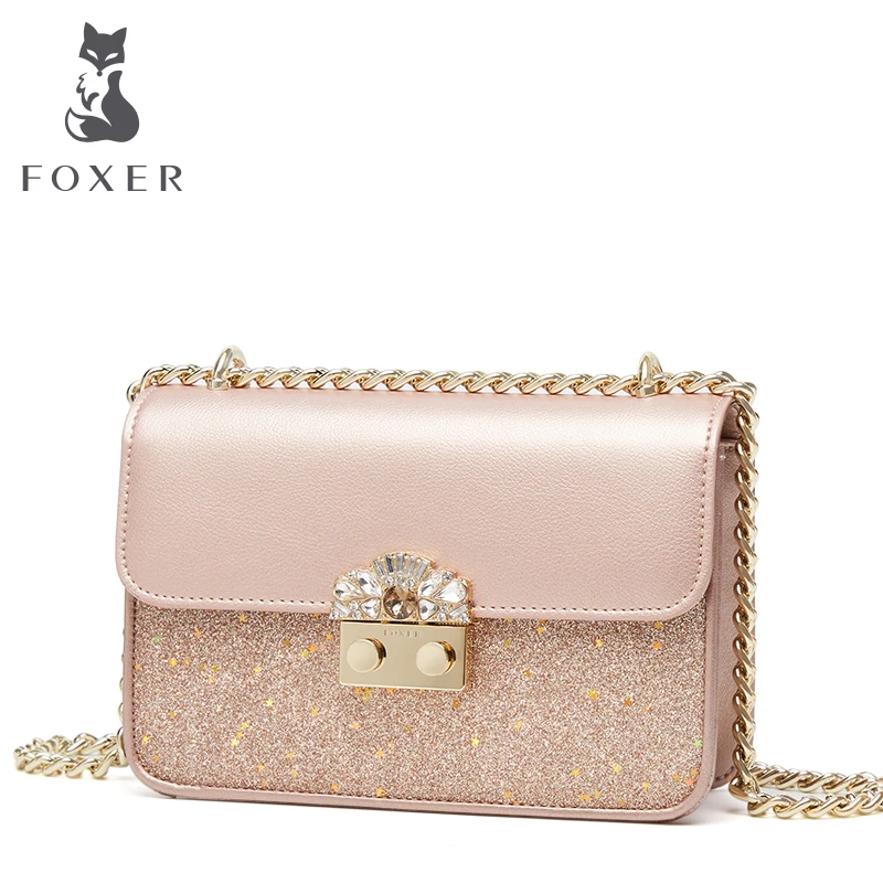 FOXER женская сумка через плечо для женщин спилок кожа модная Blingbling мессенджер