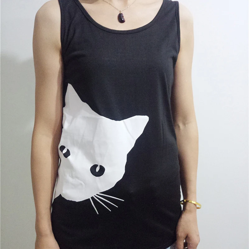 Fashion Women Summer Camisole Top Shirt Black Cat Printed Cartoon Tank Vest Comfortable Cotton Sleeveless Femme Women Vest
Fashion Women Summer Camisole Top Shirt Black Cat Printed Cartoon Tank Vest Comfortable Cotton Sleeveless Femme Women Vest