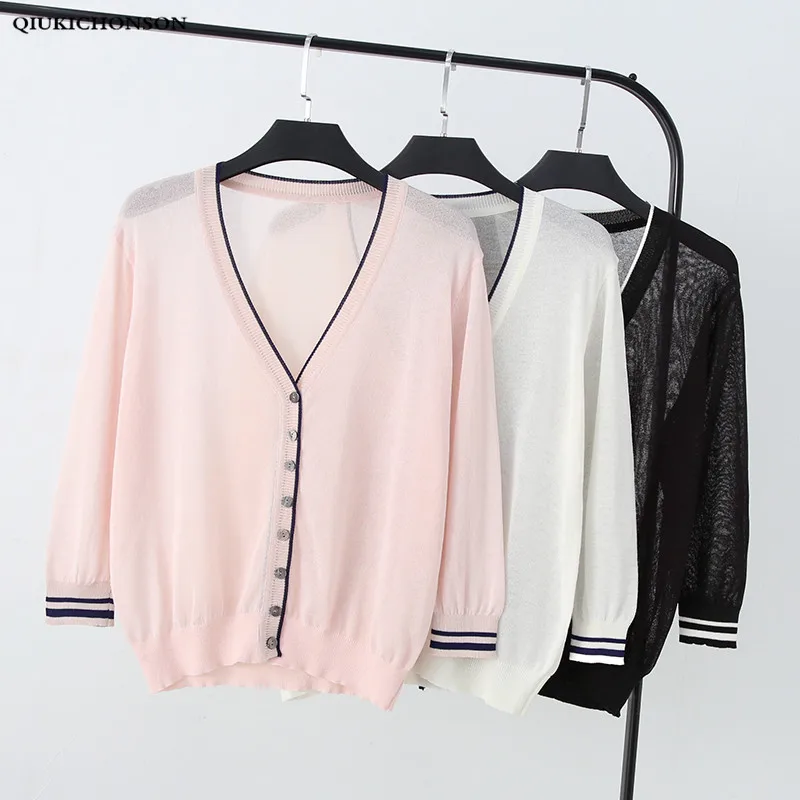 Spring Summer Crop Tops Ladies Single-breasted V-Neck Knitted Thin Summer Cardigan Striped Cuffs Casual Loose Linen Shirts Women
Spring Summer Crop Tops Ladies Single-breasted V-Neck Knitted Thin Summer Cardigan Striped Cuffs Casual Loose Linen Shirts Women