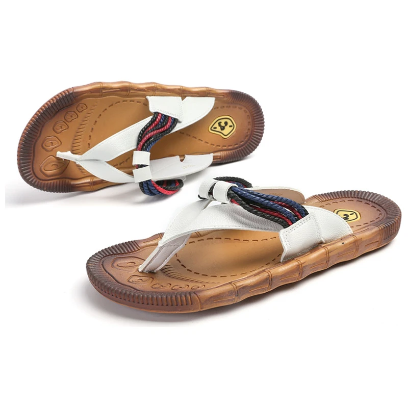 new Summer Classic pig leather Men Outdoor Casual Flats Sandals Fashion Beach Shoes Cheap Top Quality Non-slip Slippers | Обувь