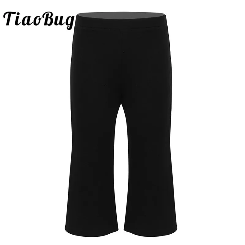 

TiaoBug/классические эластичные свободные штаны для танцев до середины икры для подростков детские черные штаны в стиле джаз для девочек танце...