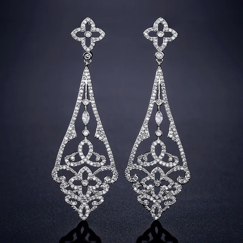 Fashion Creative Long Hollow Earrings Cubic Zircon Elegant Jewelry For Women Party Dress Accessories
Fashion Creative Long Hollow Earrings Cubic Zircon Elegant Jewelry For Women Party Dress Accessories