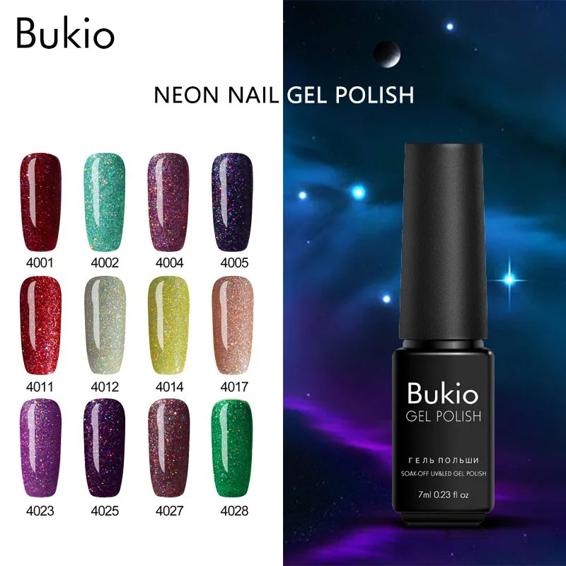 Неоновый Гель лак для ногтей Bukio 7 мл Радужный цвет профессиональный праймер