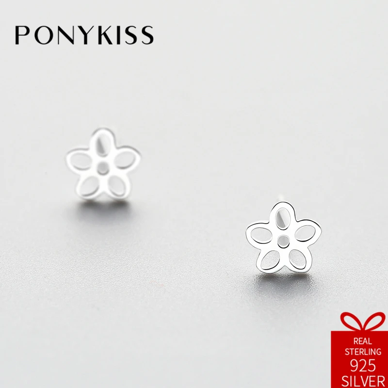 PONYKISS Romantic Solid S925 Sterling Silver Minimalist Hollow Flower Cute Stud Earrings Women Party Wedding Sweet Fine Gift
PONYKISS Romantic Solid S925 Sterling Silver Minimalist Hollow Flower Cute Stud Earrings Women Party Wedding Sweet Fine Gift