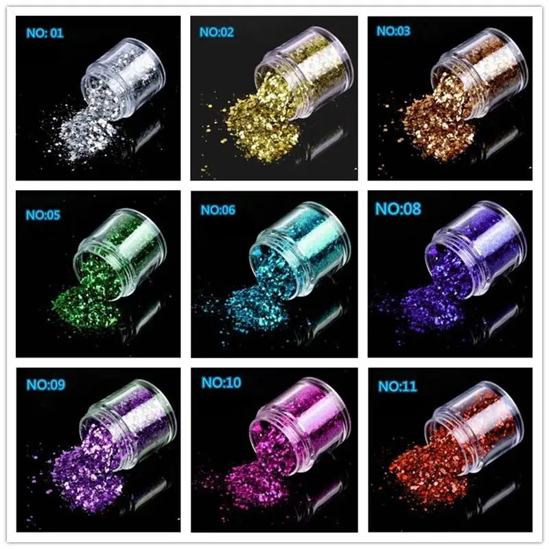 10g/box Holographic Mix Glitter Nail Art Acrylic DIY UV Gel Shining Powder Dust Nail Decortions Manicure tools
10g/box Holographic Mix Glitter Nail Art Acrylic DIY UV Gel Shining Powder Dust Nail Decortions Manicure tools