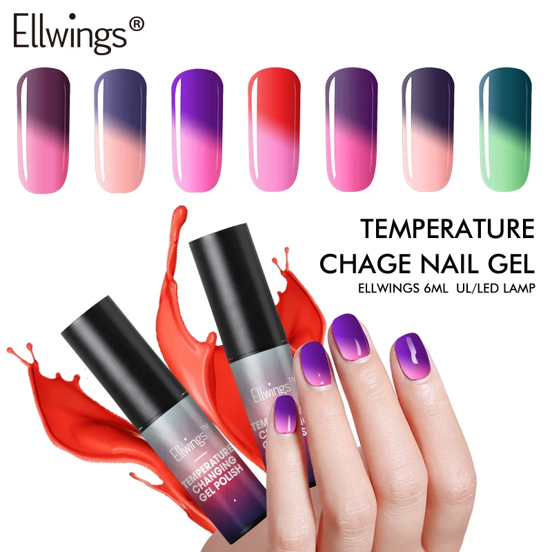 Ellwings конфеты Цвета Температура сменить гель лак для ногтей Nail Art Замочить UV