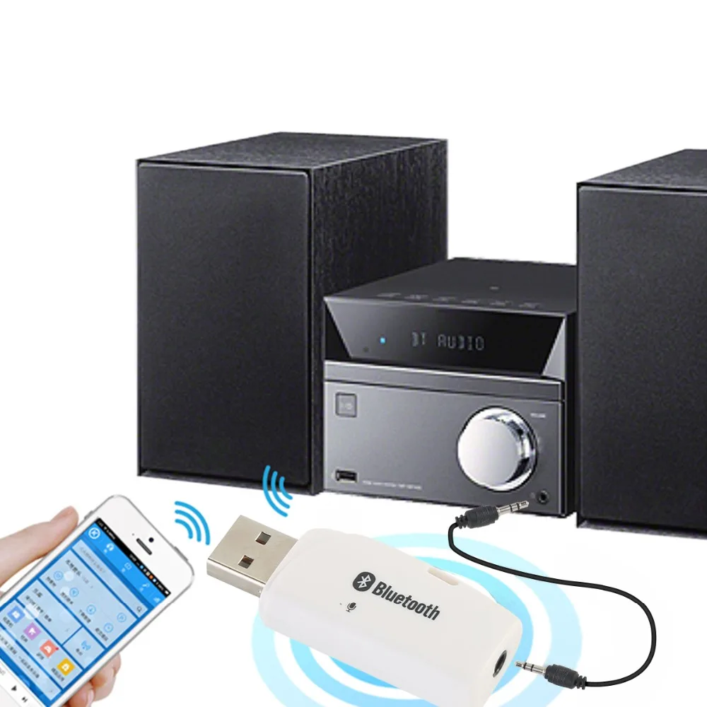 SOONHUA 3.5mm USB Port Bluetooth Receiver 3Mbps 10m Transmission Distance Music Audio AUX Adapter Car Speaker Random Color | Электроника