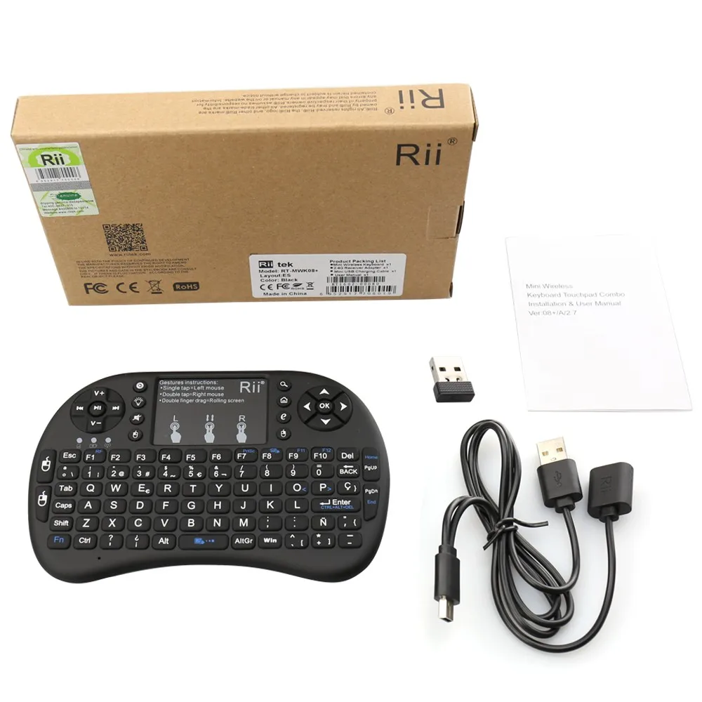 

Rii i8+ Backlight Arabic Version 2.4Ghz Mini Wireless Keyboard Air Mouse with Touchpad for Android TV Box/Mini PC