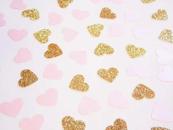 Золотой и бледно-розовый конфетти с сердцем разброс стола блестящий Свадебный