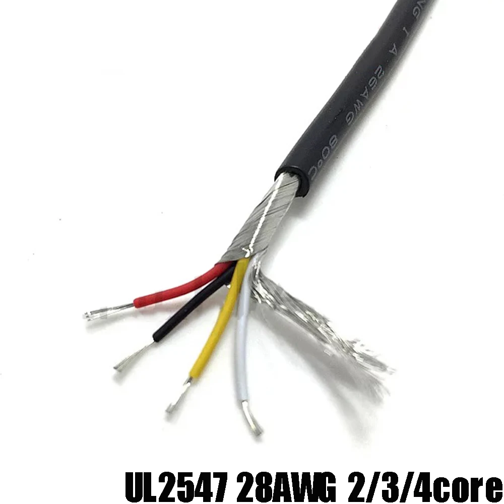 2 м UL2547 28AWG ядра 3 4 экранированный ПВХ сигнальный провод черный кабель для