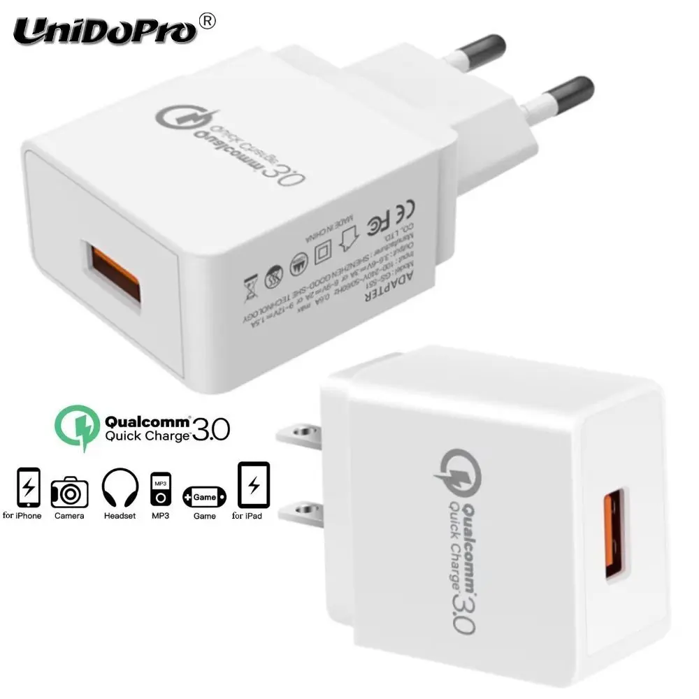 UNIDOPRO Быстрая зарядка QC 3 0 18W US EU штепсельная вилка зарядное устройство