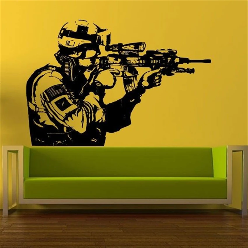 Vinyl Sticker Soldier Men Sniper Home Decor Removable Wall Decal Modern Design Living Room Boy Room Wall Stickers D381
Vinyl Sticker Soldier Men Sniper Home Decor Removable Wall Decal Modern Design Living Room Boy Room Wall Stickers D381