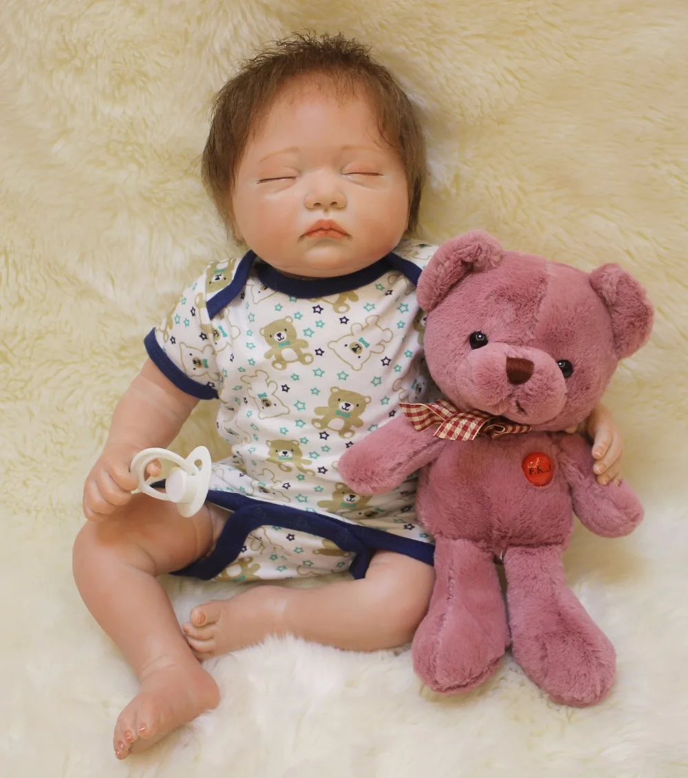 Hot sale 22 Inch55cm Lifelike newborn sleeping baby with plush bear popular Fashion Gift For kids silicone reborn Baby dolls
Hot sale 22 Inch55cm Lifelike newborn sleeping baby with plush bear popular Fashion Gift For kids silicone reborn Baby dolls