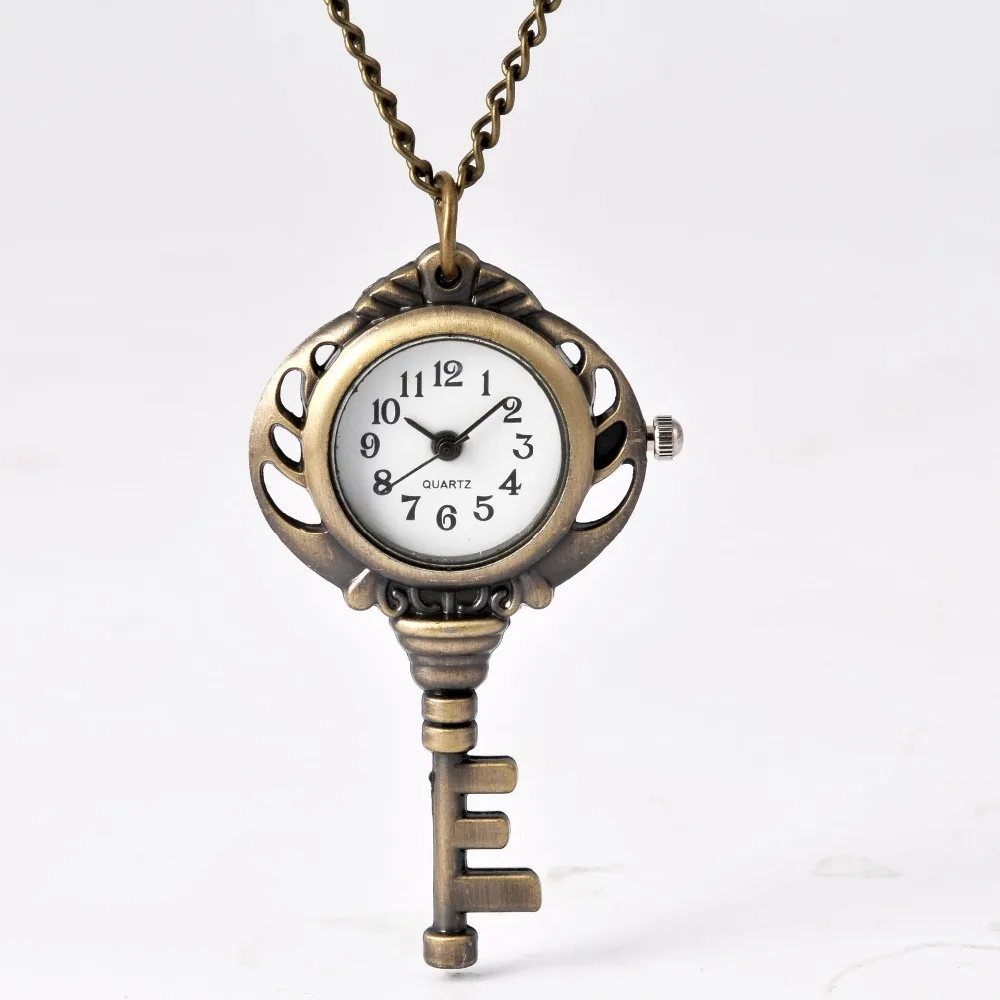 7053 бронзовые мужские и женские карманные часы стерео ключ Классические