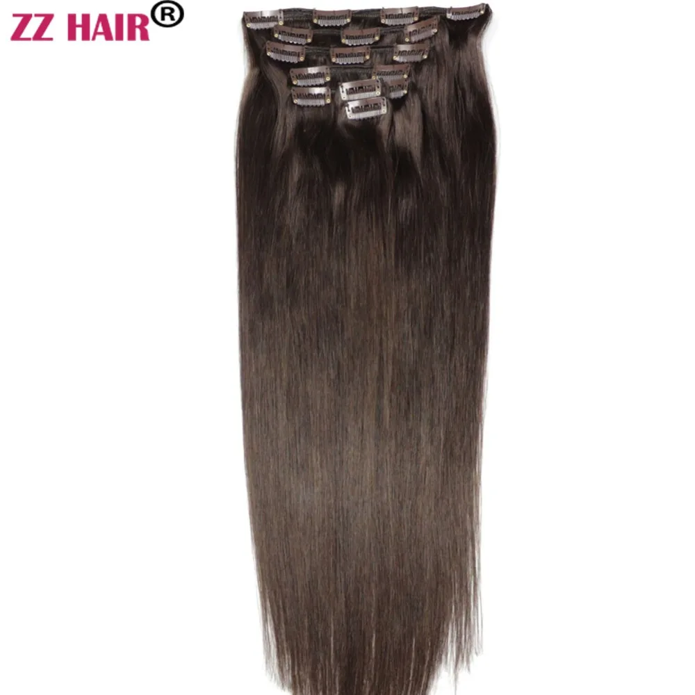 

ZZHAIR 100g-140g 16"-26" Machine Made Remy Hair 7Pcs Set Clips In 100% Human Hair Extensions Full Head Straight Natural