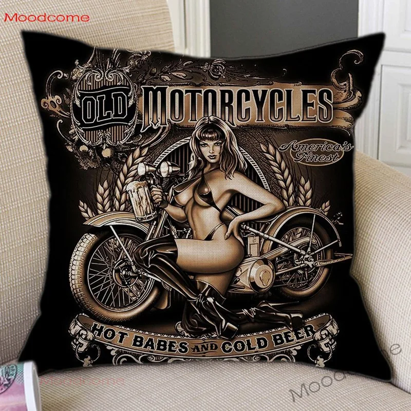 Black Vintage Sexy Girl Motorcycle Art Sofa Pillow Case Hot Babes Motorbike Biker Club Retro American Style Linen Cushion Cover
Black Vintage Sexy Girl Motorcycle Art Sofa Pillow Case Hot Babes Motorbike Biker Club Retro American Style Linen Cushion Cover