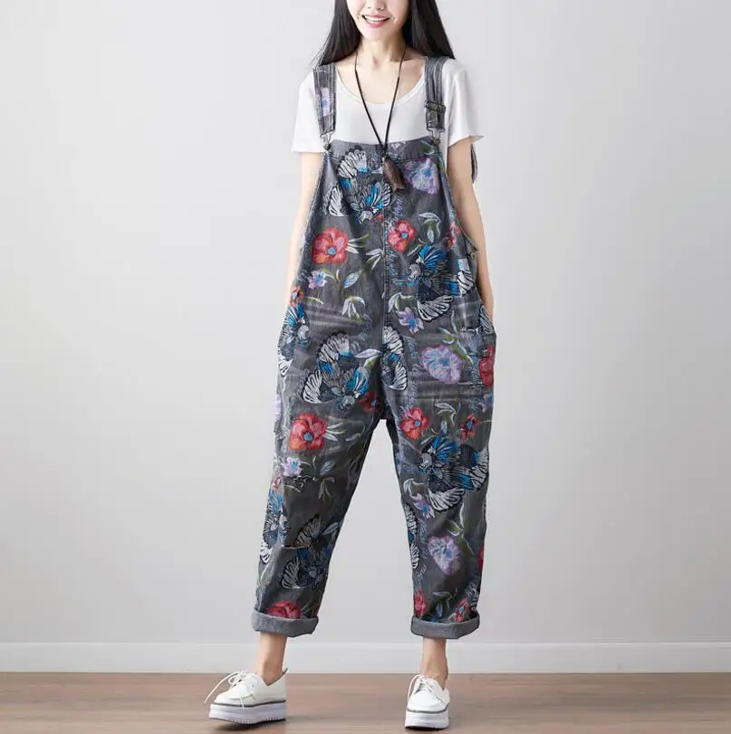 Women Vintage Printed Flower Casual Loose Denim Jumsuits Ladies Retro Plus Size jeans Overalls Rompers body feminino p511
Women Vintage Printed Flower Casual Loose Denim Jumsuits Ladies Retro Plus Size jeans Overalls Rompers body feminino p511