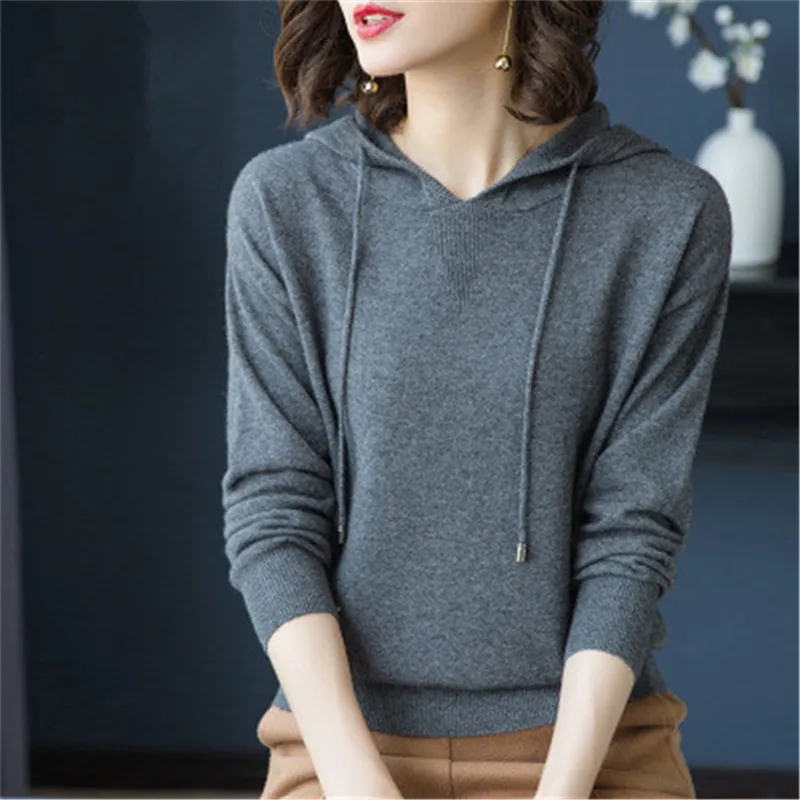 100%goat cashmere solid knit women casual hooded loose pullover sweater grey 4color M-XL
100%goat cashmere solid knit women casual hooded loose pullover sweater grey 4color M-XL