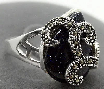 18*16mm Rare 925 Sterling Silver Natural Blue Sand jade Marcasite Ring Size 7/8/9/10
18*16mm Rare 925 Sterling Silver Natural Blue Sand jade Marcasite Ring Size 7/8/9/10