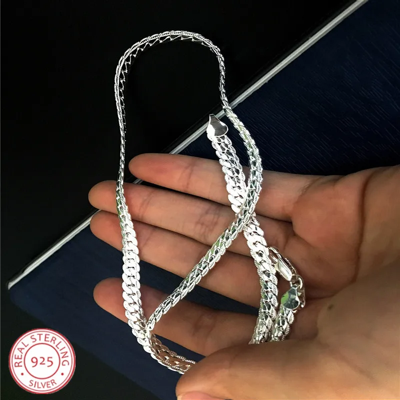 LJ&OMR 5MM silver plated Necklace Sideways Silver Necklace 925 Sterling Silver Fashion Jewelry Women Men Link Chain Necklace
LJ&OMR 5MM silver plated Necklace Sideways Silver Necklace 925 Sterling Silver Fashion Jewelry Women Men Link Chain Necklace