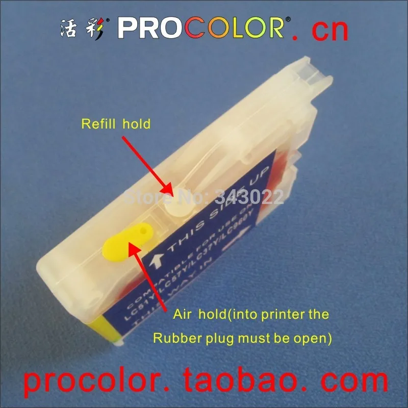 PROCOLOR Compatible Refill ink cartridge for brother LC10 LC37 LC51 LC57 LC960 LC970 LC1000 FAX-2480C MFC3360C MFC-260C DCP-130C
PROCOLOR Compatible Refill ink cartridge for brother LC10 LC37 LC51 LC57 LC960 LC970 LC1000 FAX-2480C MFC3360C MFC-260C DCP-130C