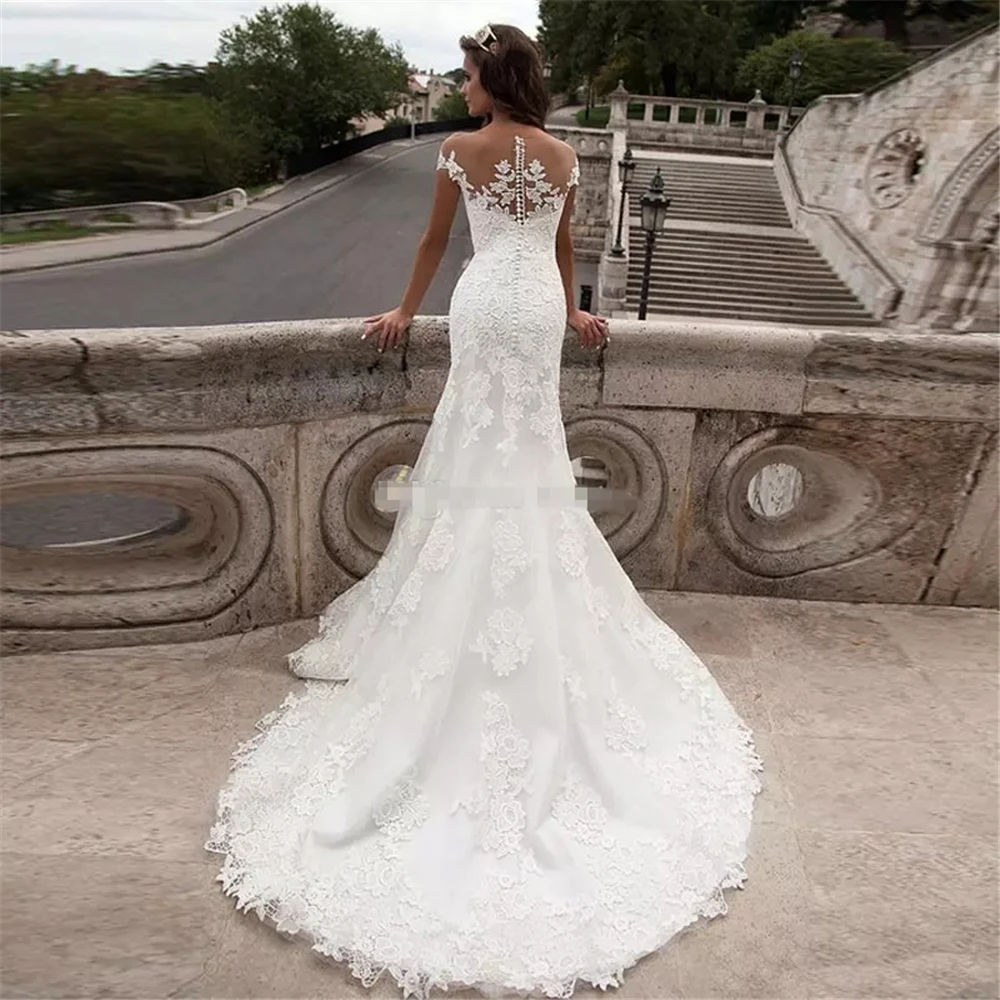 Vestido De Noiva 2019 Tulle Scoop Neck Luxury Mermaid Wedding Dresses Hochzeitskleid Lace Appliqued with Train Bridal Gown
Vestido De Noiva 2019 Tulle Scoop Neck Luxury Mermaid Wedding Dresses Hochzeitskleid Lace Appliqued with Train Bridal Gown