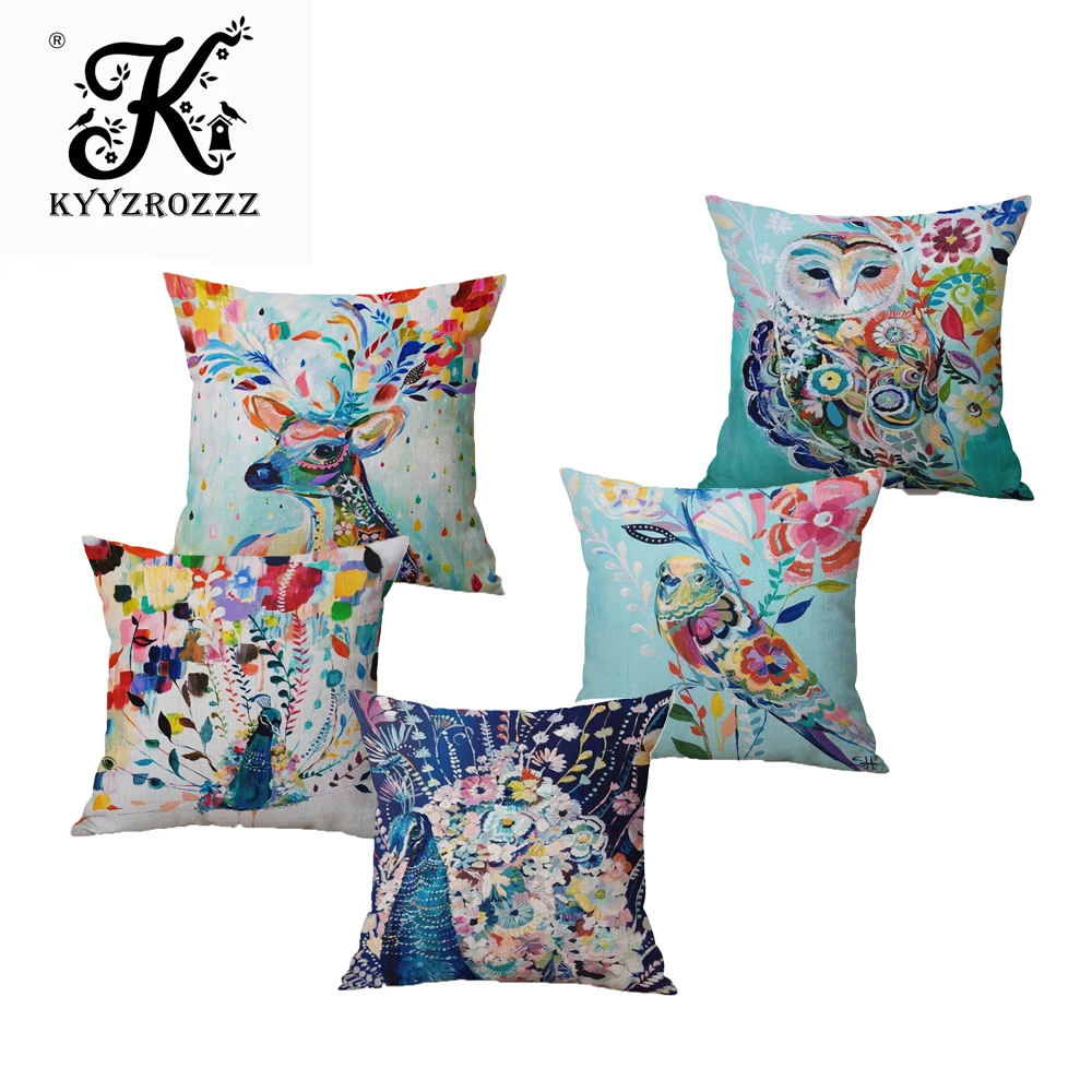 Watercolor Painting Flowers Birds Peacock Owl Cushions Covers Animals Deer Elk Cushion Cover Decorative Linen Pillow Case
Watercolor Painting Flowers Birds Peacock Owl Cushions Covers Animals Deer Elk Cushion Cover Decorative Linen Pillow Case