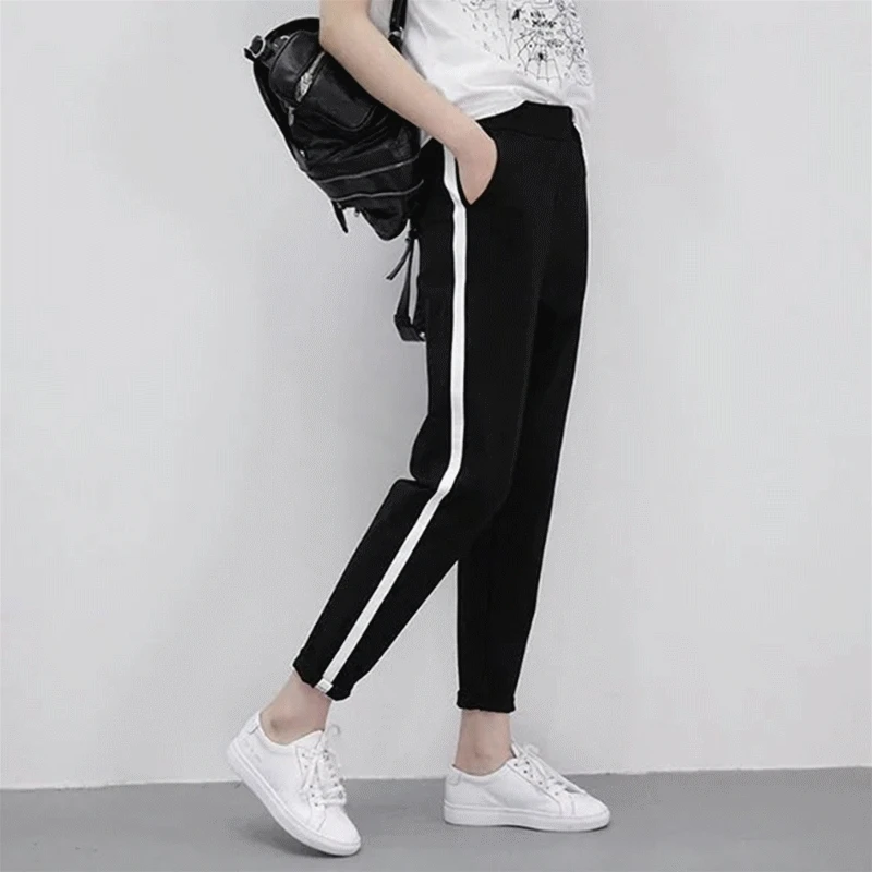 Autumn Women Casual Harem Pants Pencil Trousers For Girl Black Side Striped Thin Ankle-Length Pants Female 743594
Autumn Women Casual Harem Pants Pencil Trousers For Girl Black Side Striped Thin Ankle-Length Pants Female 743594