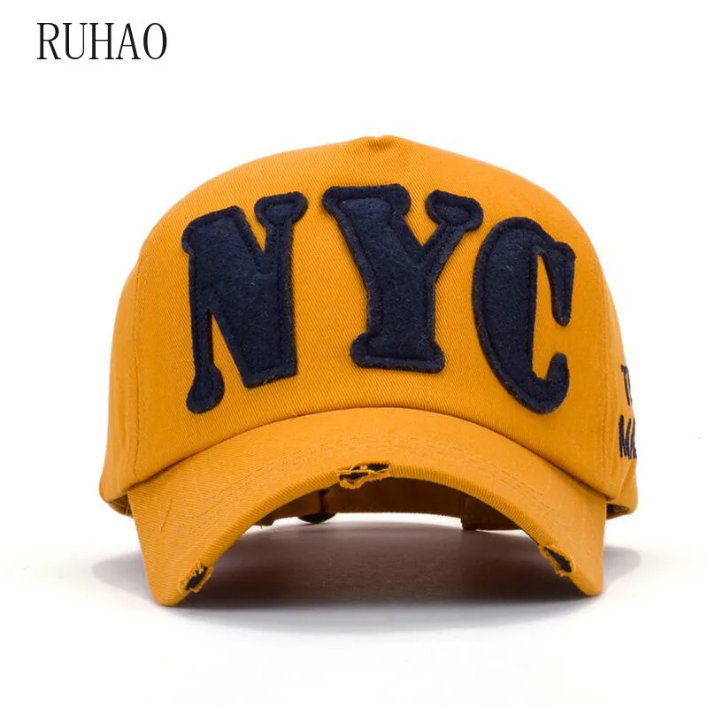 Брендовая бейсболка RUHAO NYC для мужчин и женщин хлопковая Кепка с вышивкой