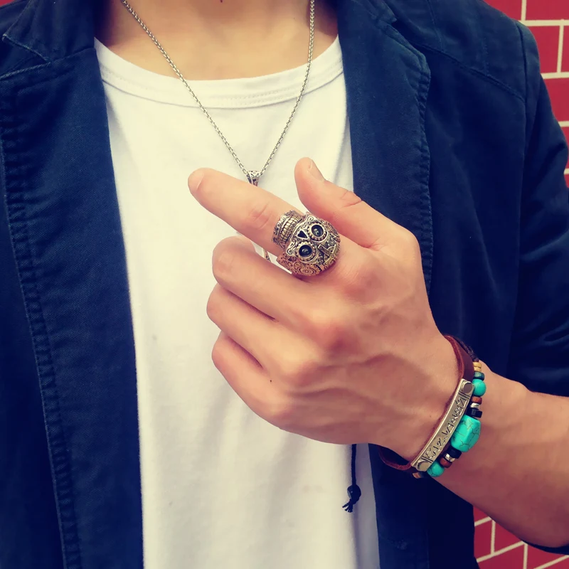 Silver Ring Punk Skull Ring cross big rock male domineering personality ring trendsetter locomotive
Silver Ring Punk Skull Ring cross big rock male domineering personality ring trendsetter locomotive