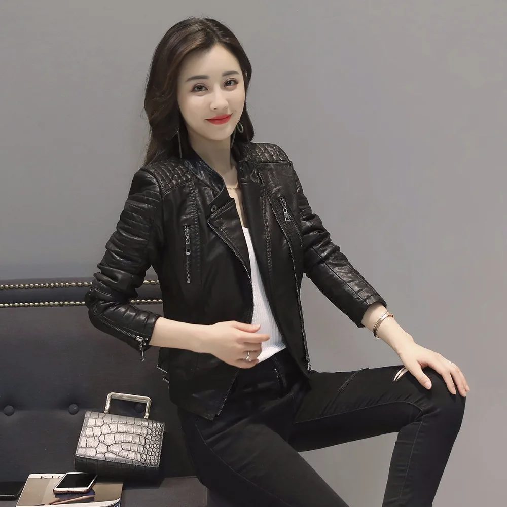 JUANTALK Spring Women Slim Design Black Red Faux Leather Jacket Short Paragraph Motorcycle PU Jacket Zipper Coat Good Quality
JUANTALK Spring Women Slim Design Black Red Faux Leather Jacket Short Paragraph Motorcycle PU Jacket Zipper Coat Good Quality