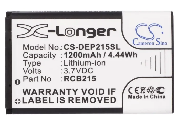 Cameron Sino 1200mAh Battery RCB215, RCB405 for Doro Easy 5 Plus, Easy 5+, PhoneEasy 332, PhoneEasy 332GSM, Primo 215, Primo 405
Cameron Sino 1200mAh Battery RCB215, RCB405 for Doro Easy 5 Plus, Easy 5+, PhoneEasy 332, PhoneEasy 332GSM, Primo 215, Primo 405