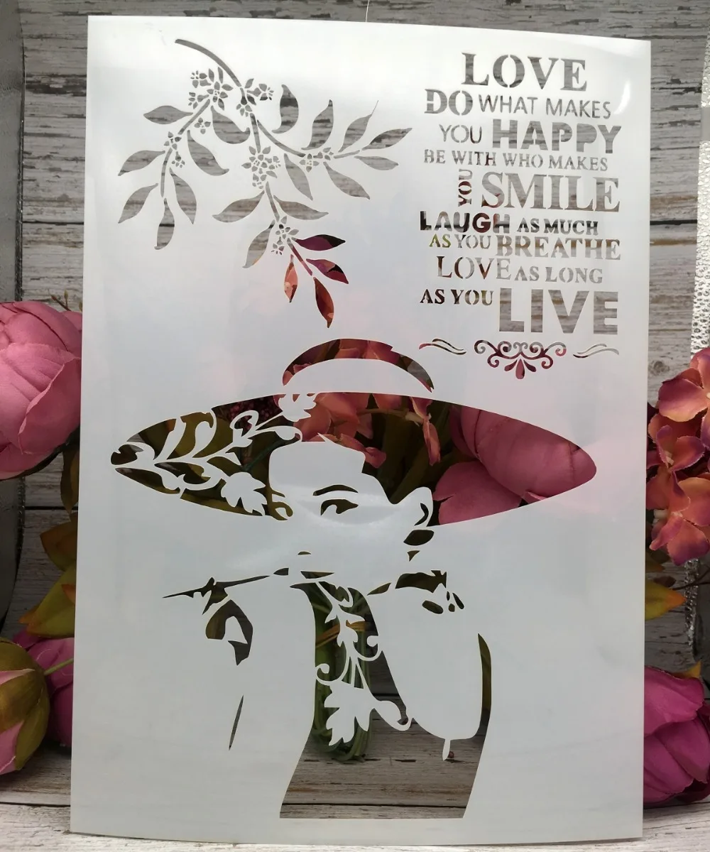 Love Happy Lady Women A4 поделки трафареты настенная живопись штампованная для