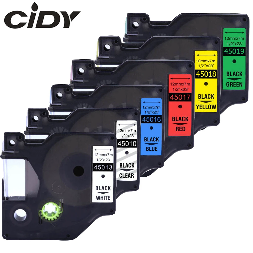 CIDY 6pcs 12mm Mixed 45010 45013 45016 45017 45018 45019 for Compatible Dymo D1 Label Tape FOR DYMO LM160 LM280 DYMO PNP
CIDY 6pcs 12mm Mixed 45010 45013 45016 45017 45018 45019 for Compatible Dymo D1 Label Tape FOR DYMO LM160 LM280 DYMO PNP