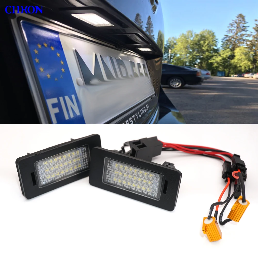 

Ciihon 2pcs LED Number License Plate Light Lamp Canbus No Error For Skoda Octavia3 Fabia MK3 Yeti Rapid Superb B6