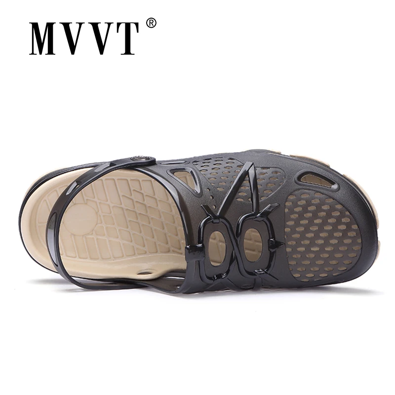 Новая прозрачная Летняя обувь мужские пляжные сандалии Тапочки с отверстиями