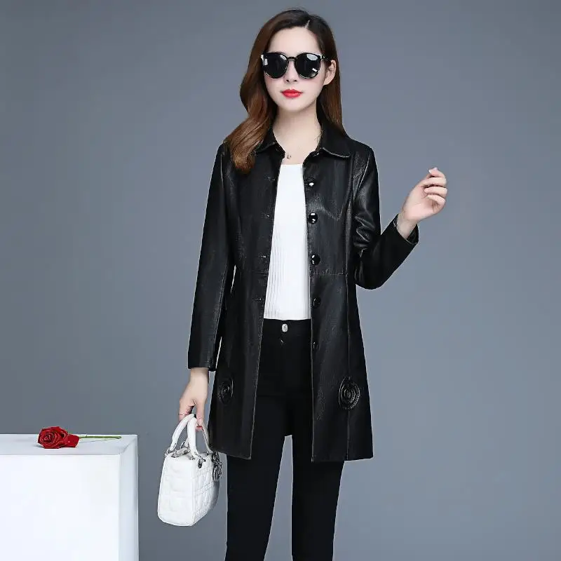 Oversize Women Leather Jacket 2021 New Fashion Turn Collar Single-breasted Female Leather Coat High Quality
Oversize Women Leather Jacket 2021 New Fashion Turn Collar Single-breasted Female Leather Coat High Quality