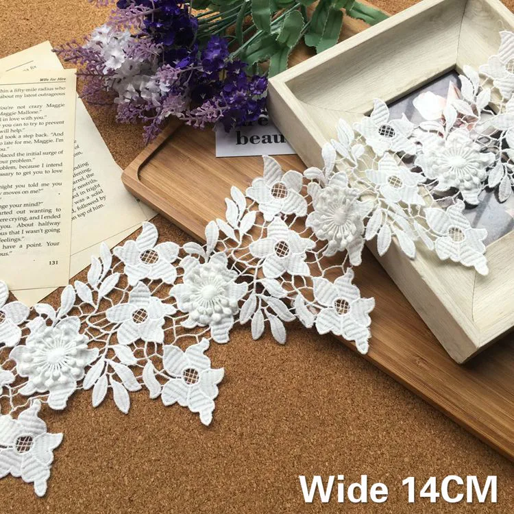 14CM Wide Exquisite White Water Soluble Lace 3D Fabric Embroidery Ribbon Edge Trim Dress Veil DIY Sewing Guipure Supplies Dubai
14CM Wide Exquisite White Water Soluble Lace 3D Fabric Embroidery Ribbon Edge Trim Dress Veil DIY Sewing Guipure Supplies Dubai