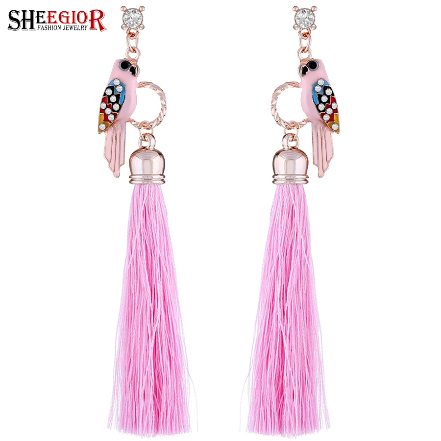 SHEEGIOR Lovely Parrot Long Stud Earrings for Women Fashion Jewelry Bohemian Ethnic Multicolor Tassel Earring Bijoux Femme Gifts
SHEEGIOR Lovely Parrot Long Stud Earrings for Women Fashion Jewelry Bohemian Ethnic Multicolor Tassel Earring Bijoux Femme Gifts