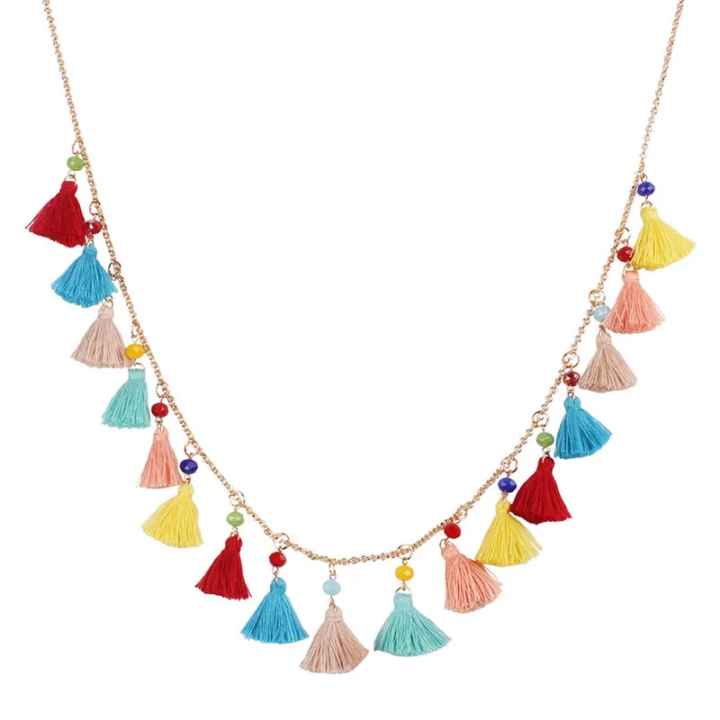Bohemia handmade choker necklace bead fringe women Gold Color chain pompon tassel necklace collier fashion jewelry bijoux
Bohemia handmade choker necklace bead fringe women Gold Color chain pompon tassel necklace collier fashion jewelry bijoux