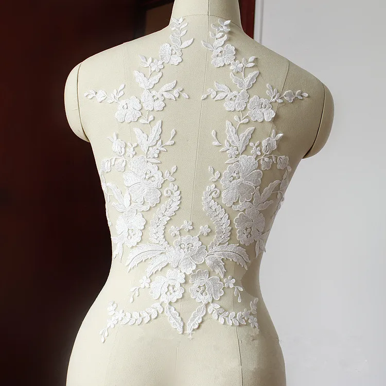 

Free shipping cotton yarn wedding dress Sewing and DIY Embroidery Lace Applique and big size lace motif MOQ 5pieces