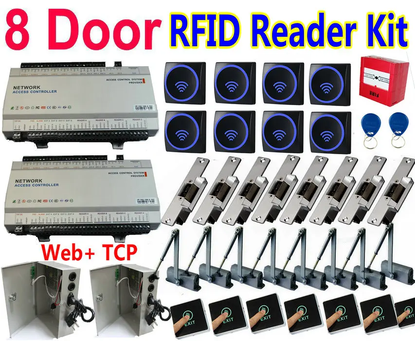 Комплект RFID считывателя с 8 дверцами комплект панелями контроллера доступа к
