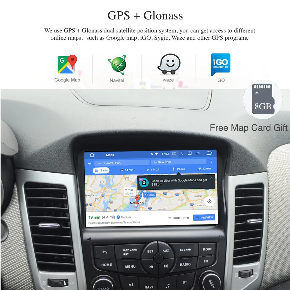 Автомобильный GPS Android 8 0 2 Din для Chevrolet Cruze 2008 2014 радио ядер мультимедийная поддержка