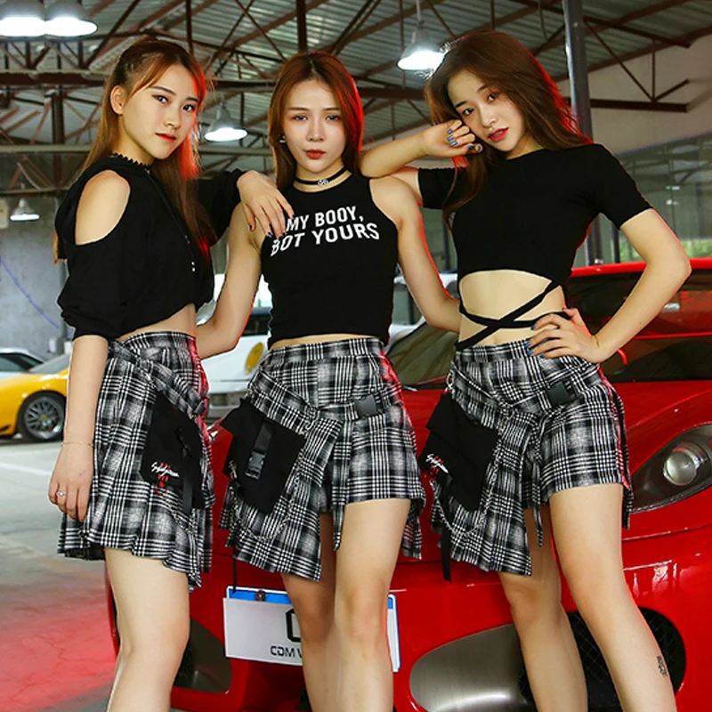 Women Black Shirt Plaid Pants Hip Hop Clothes Women Cheerleader Nightclub Jazz Dancing Costumes DJ DS Rave Outfits DT1041
Women Black Shirt Plaid Pants Hip Hop Clothes Women Cheerleader Nightclub Jazz Dancing Costumes DJ DS Rave Outfits DT1041